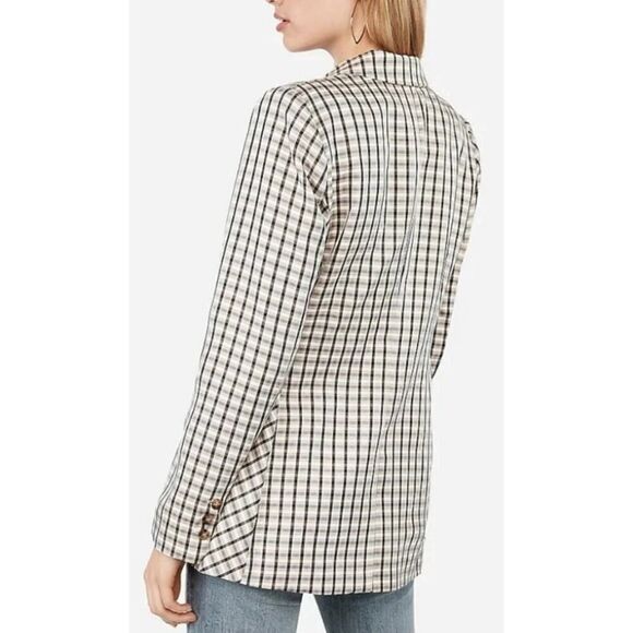 NWOT EXPRESS X NEGIN MIRSALEHI MIXED PLAID BOYFRIEND BLAZER JACKET SMALL - Picture 5 of 14
